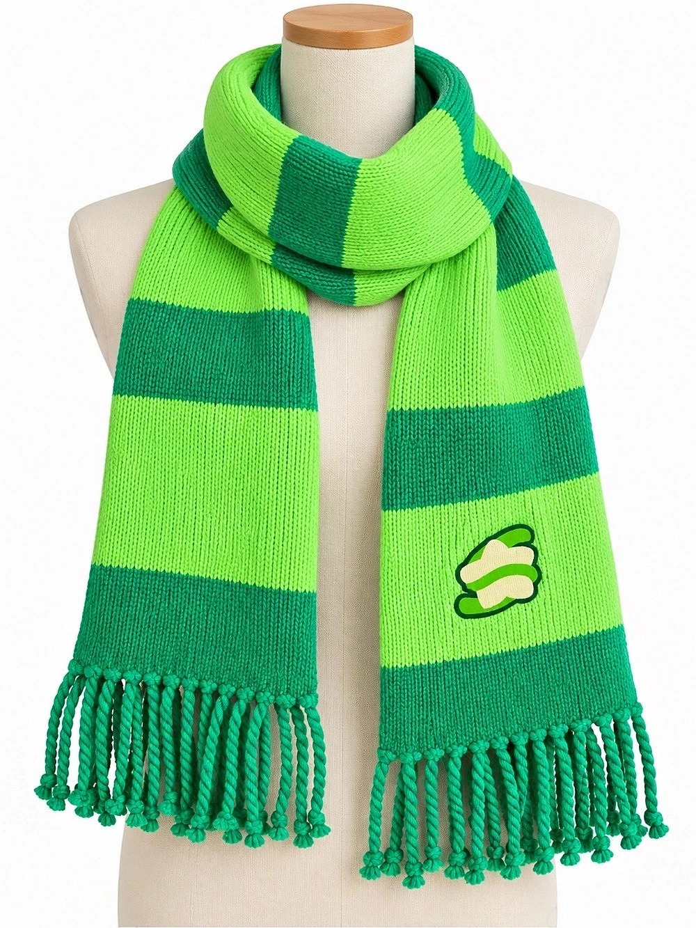 Sykkuno Merch Green Striped Iconic Jacquard Knit Scarf NWOT